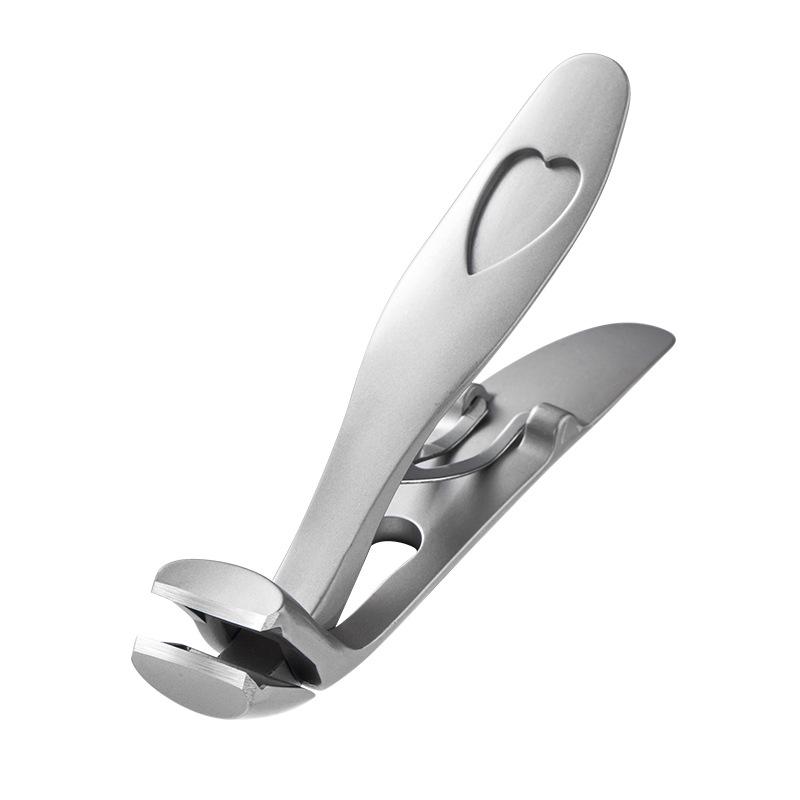 Heart-Shaped Large-Opening Stainless Steel Anti-Splash Nail Clippers - Gray