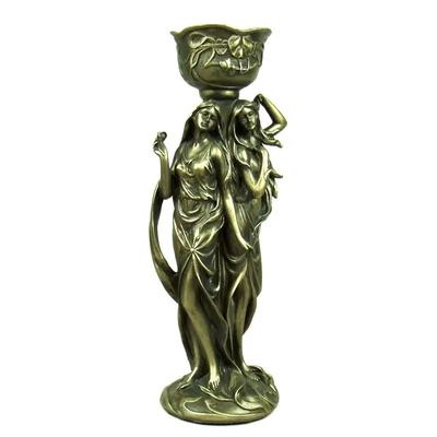 Antique Belle Girl Figure Candle Holder Decorative Resin Nymph Statue Tealight Candlestick Ornament Art and Craft Accessories