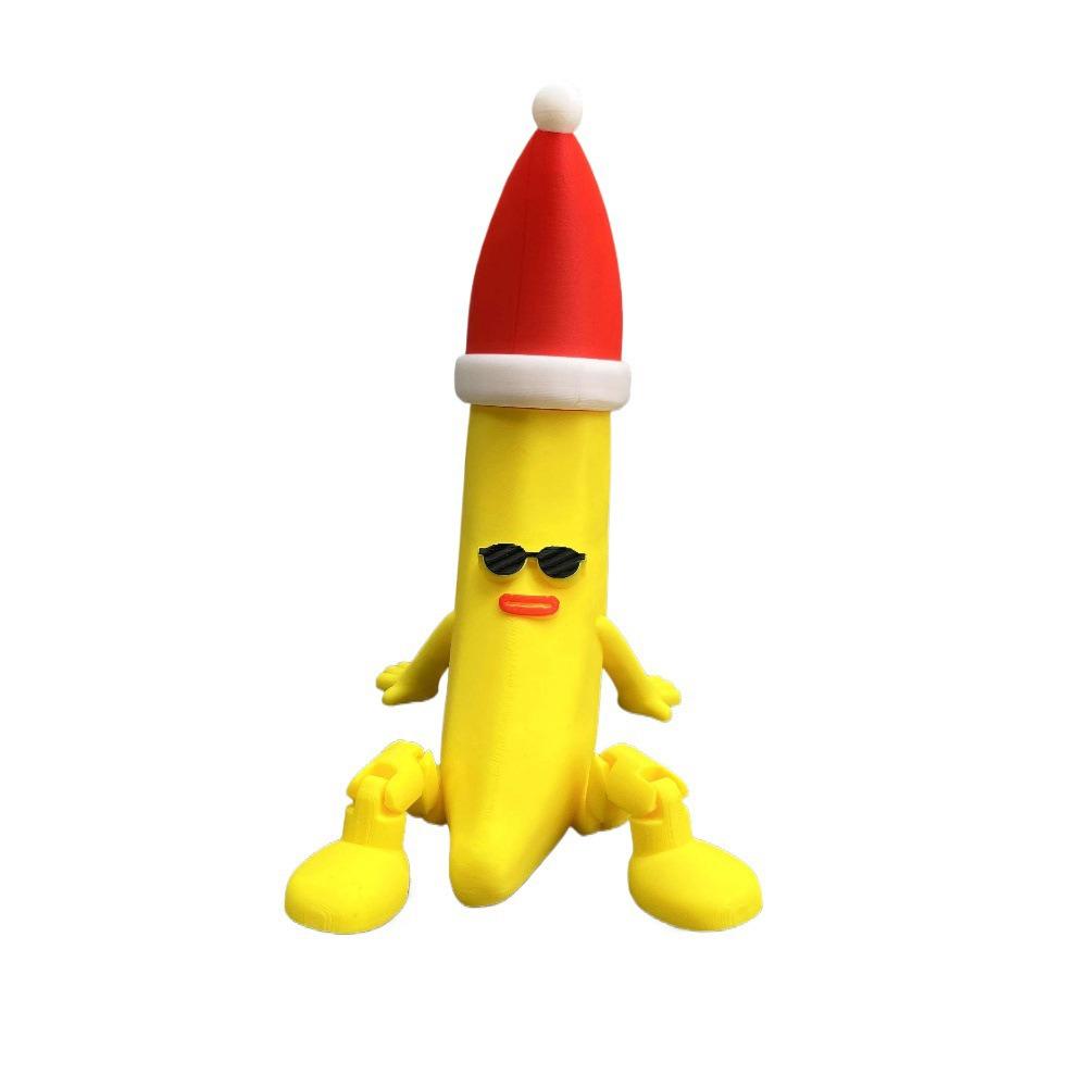 

Multi-Jointed 3D Printed Banana Toy Christmas Hat Banana Shaped Figurine Toy Parent-children жёлтый