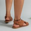 New Large Size Cross with Flat Sandals Women's Retro Style Broadband Strip Open-toed Large Size Women's Shoes