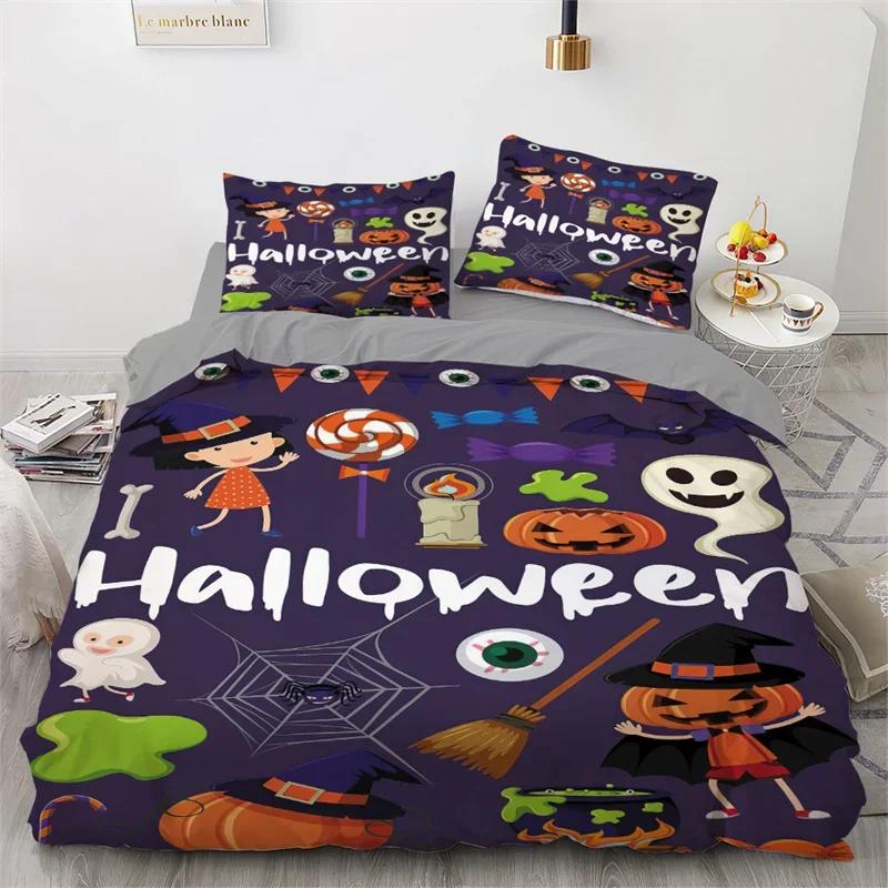 Halloween Duvet Cover Queen King Cartoon Pumpkin Comforter Cover Lantern Bedding Set Microfiberghost Quilt Cover For Boys Girls