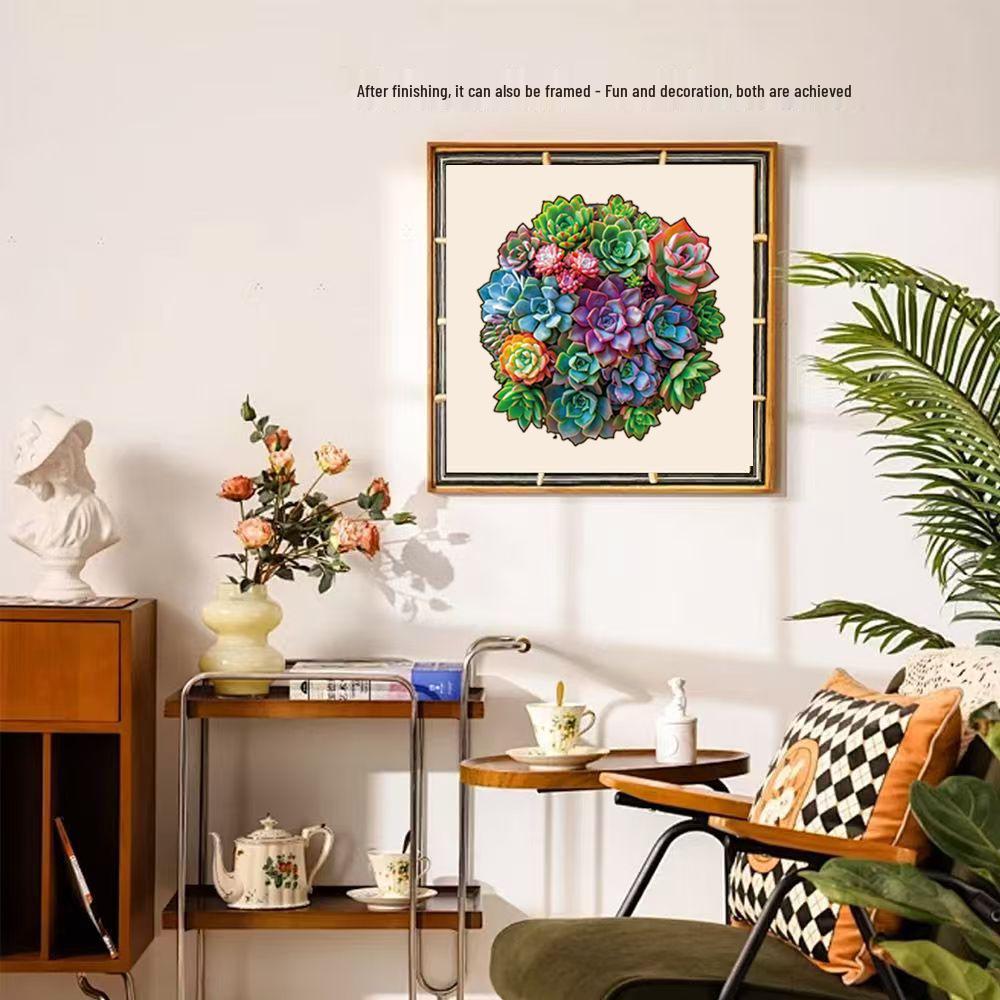 HOOLOOG Wooden Mosaic Succulent Puzzle Gift & Decorative Money Box