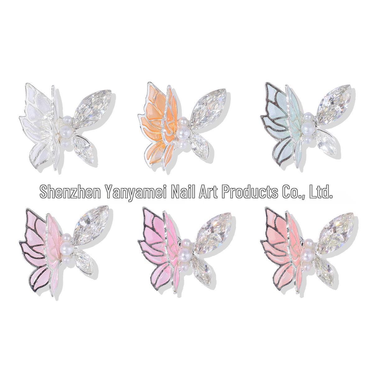Xiaohongshu Butterfly Zirconia 3D Nail Art Rhinestones - Super Shiny Double Layer Wing Decorations разноцветный
