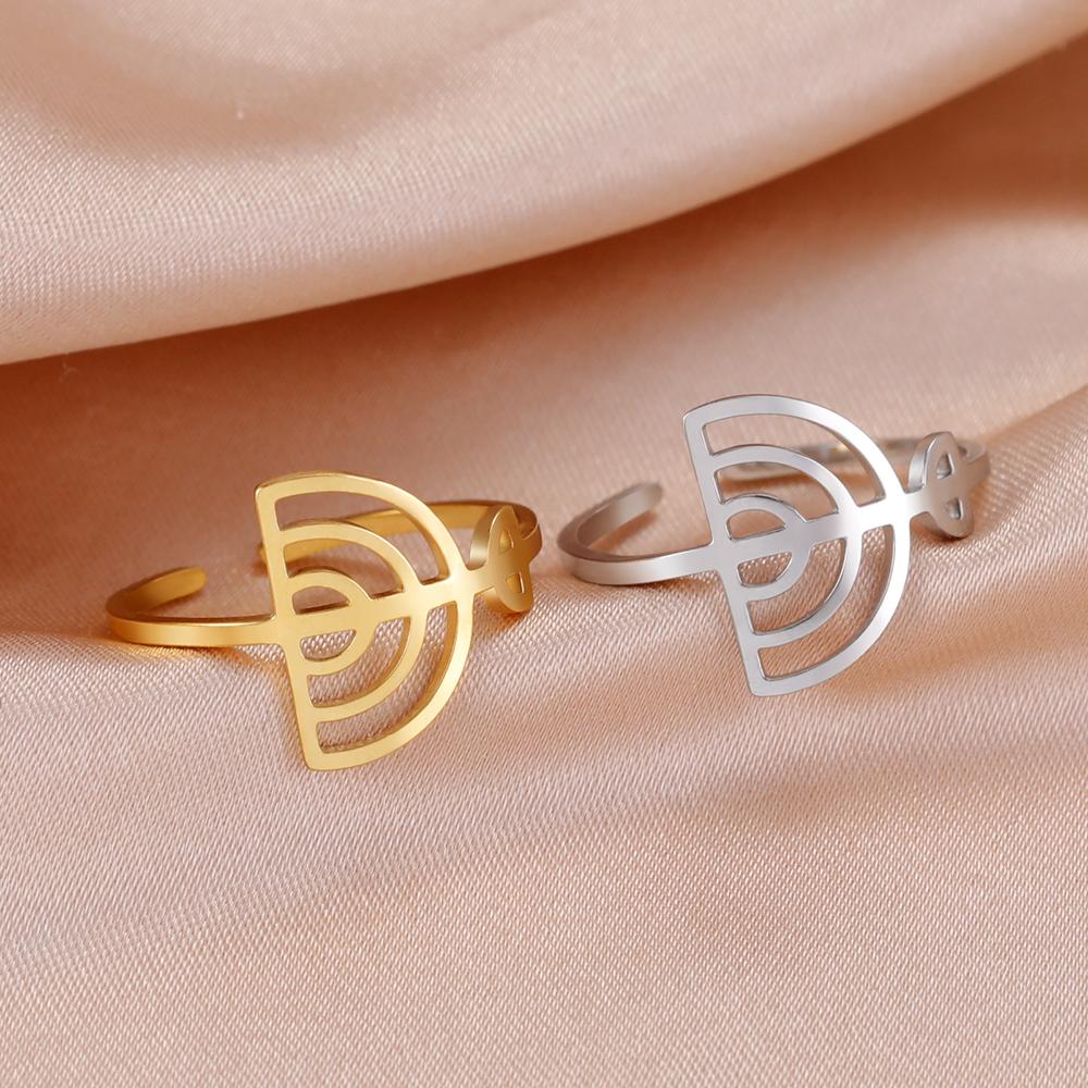 Dawapara Je Menorah Ring Jerusalem Symbol Hanukkah Chanukah Gift Judaic Jewelry Stainless Steel Adjustable Rings
