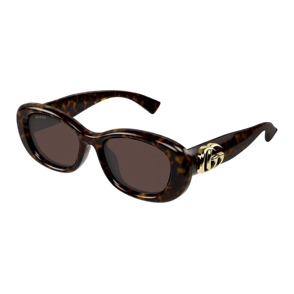 GUCCI Oval-Frame Sunglasses Unisex Tortoiseshell