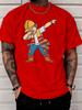 Unisexs White Summer Short Sleeve Tee Funny Dabbing Construction Worker Cartoon Print Crew Neck Loose Casual Streetwear Fashion Top