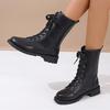 Fashion Autumn Fashion Boots Women's Fashion New Round Toe Front Lace-Up Platform Anti-Slip Wear-Resistant Mid-Tube Boots