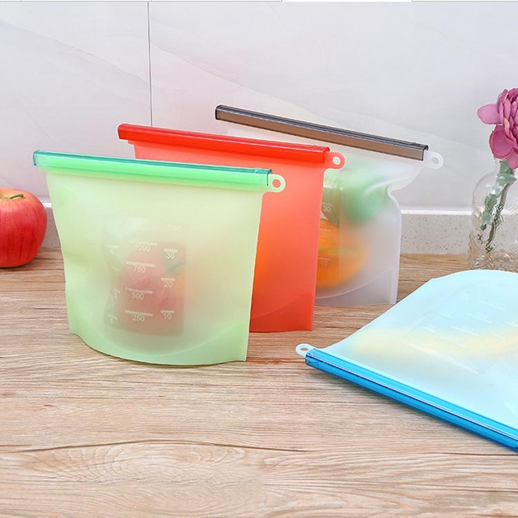 Sacos de silicone para armazenamento de alimentos: Sacos Seláveis Reutilizáveis Resistentes a Altas Temperaturas para Camping, Alimentos e Frutas.
