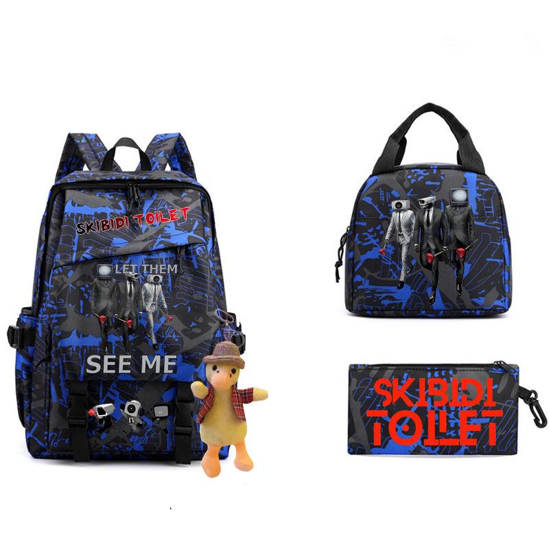 New Skibidi Toilet Man Spoof School Bag Elementary School Backpack Satchel Pencil Case