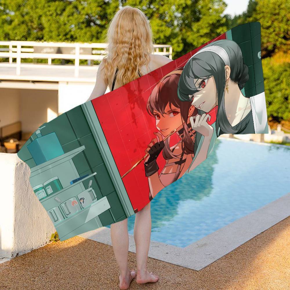 Comedy Anime Spy X Family Microfiber Blanket Quick Drying Beach Towels Oversized Printing Super Absorbent Pool Towel Blanket