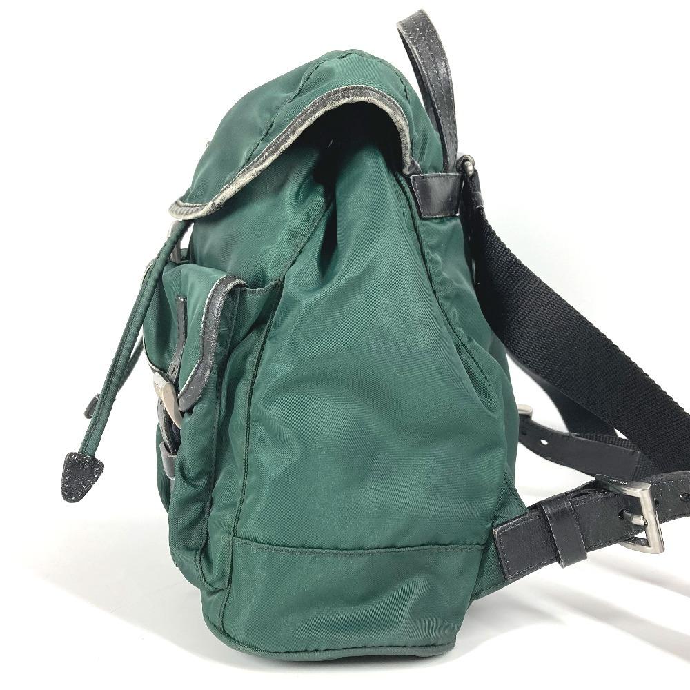 PRADA Bicolor triangle logo Backpack Leather / Nylon Green/Black