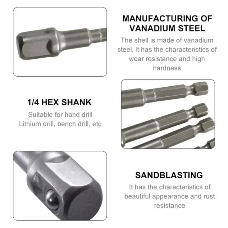 1/4 3/8 1/2 Quot  Hex Power Drill Bit Driver Socket Bits Set Adapter Wrench Sleeve Extension Bar  Electric Screwdriver Bits Tool
