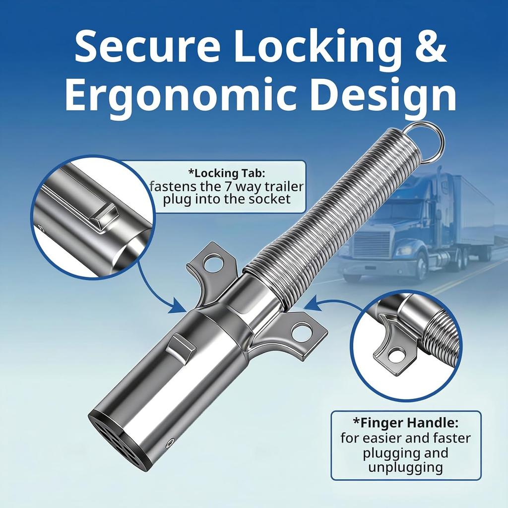 High Soar 7 Way Trailer Plug Tester,7 Way Trailer Cord with Spring Guard Round Wiring Harness Power Electric Adapter Plug for Semi Truck Trailer