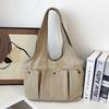 Pleated Multi-Pocket Design Nylon Shoulder Bags for Women Large Capacity Ladies Underarm Tote Lightweight Simple Female Handbags