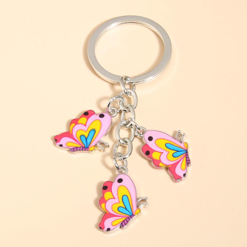 Cute Colorful Butterfly  Enamel Flying Animals Key Chains For Women Girls Accessorie Handmade Jewelry Bag Charm