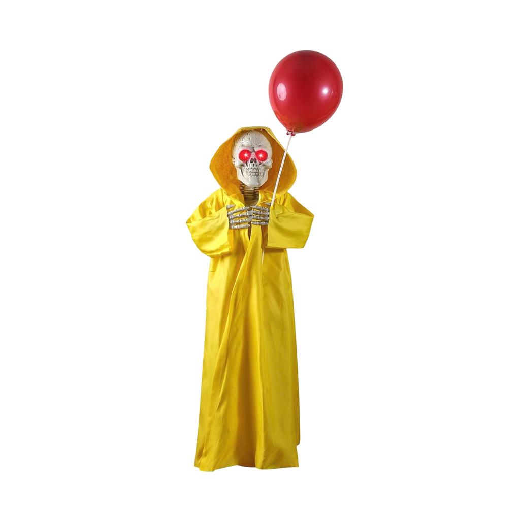Halloween Skeleton Animatronic with Light and Sound Yellow Boy Decoration for Yard Porch Decor