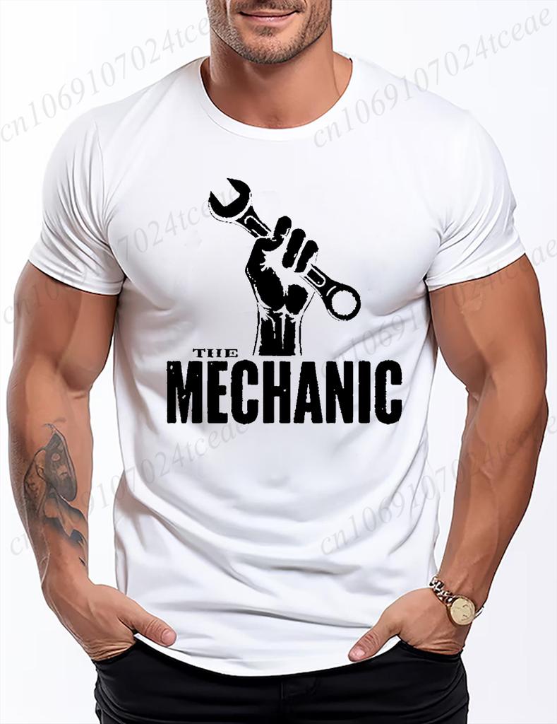 Męska Koszulka 3D z Motywem Mechanika Samochodowego Retro Wzór Naprawy Maszyn Krótki Rękaw Swobodne i Modne Streetwear