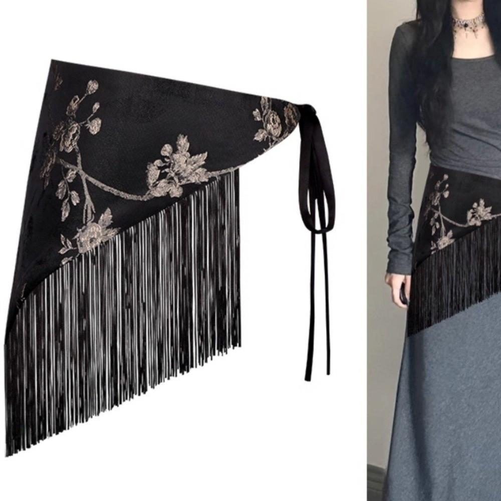Bohemian Floral Triangular Belt Ethnic Decorative Skirt New Hip Scarf  Casual Wear