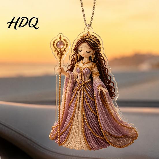 Double-sided Printed Ornaments 2D Flat Acrylic Christmas Ornaments Bead Embroidered Art Goddess