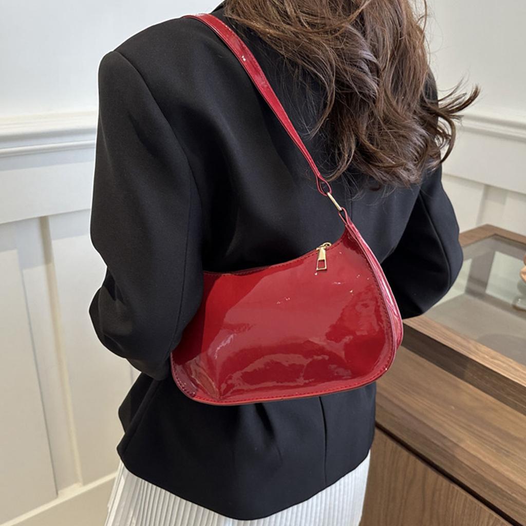 Elegante Borsa a Spalla Monocolore, Mini Borsa da Sotto Braccio da Donna, Portafoglio Sicuro con Zip, Custodia Multifunzione per Telefono, Tracolla Regolabile Leggera