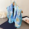 Luxury Floral Printed Square Scarf For Women Imitation Silk Scarves Bandanas Hijab Neckerchief Elegant Shawl Wraps