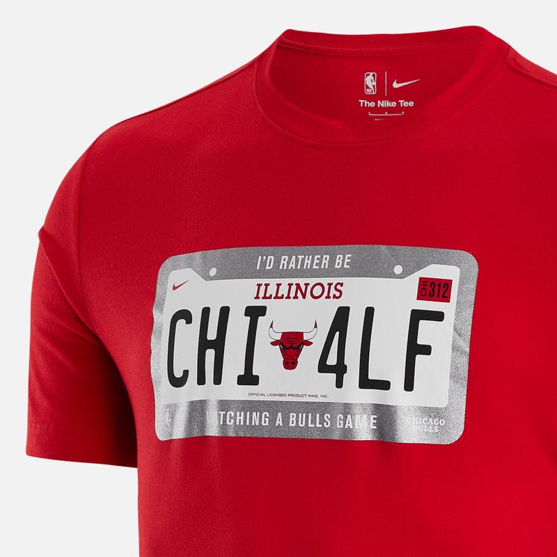 Nike Solid Color Bull Print Crew Neck T-Shirt Men Tops Red DR6556-657