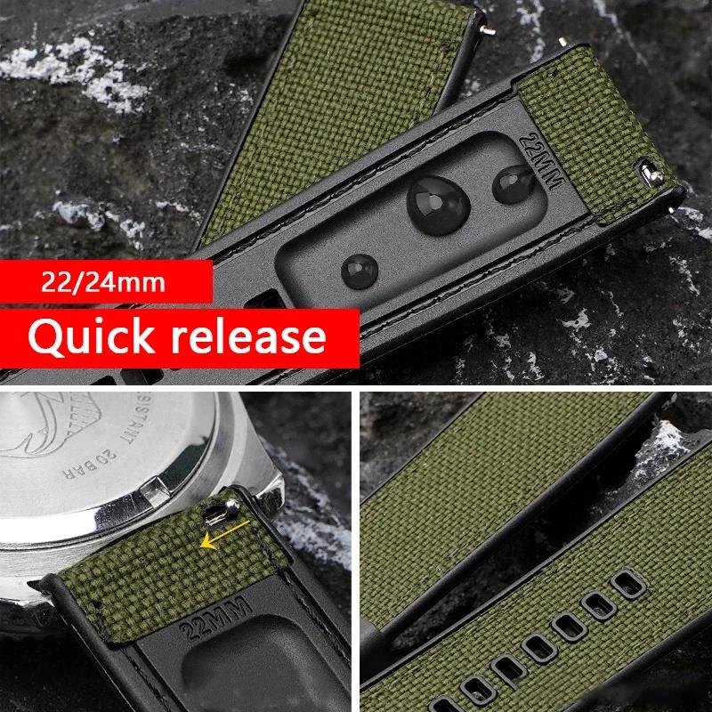 20mm 22mm 24mm Canvas Silicone Strap for Seiko Diving Waterproof Rubber Nylon Quick Release Watch Band for Swatch X Blancpain