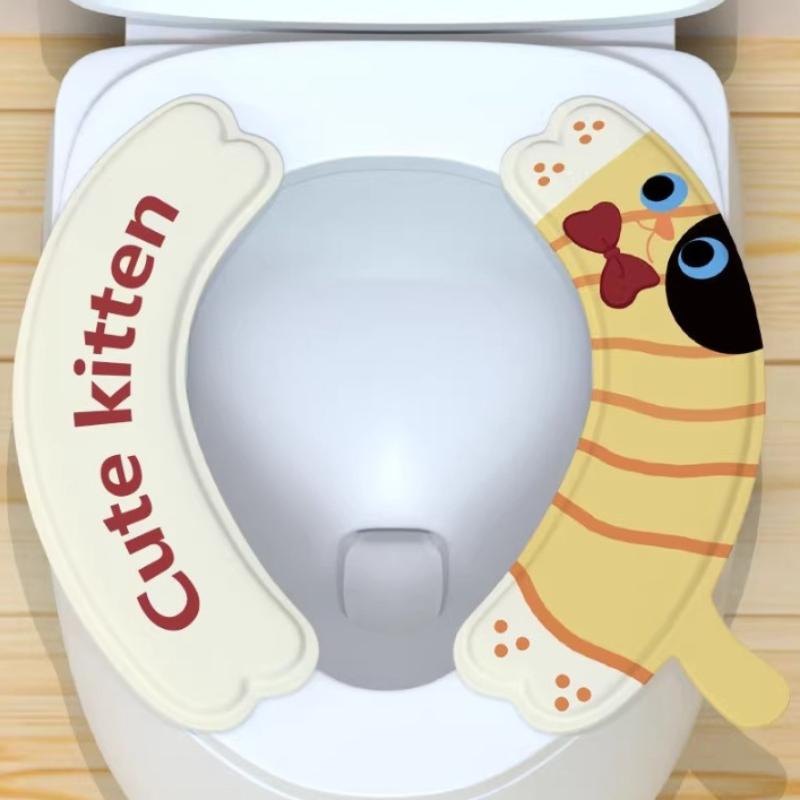 

1SET Cartoon Toilet Seat Cover Mat Warm Soft Toilet Cover Seat Lid Pad Bathroom Closestool Protector Bathroom Accessories Set Sachet