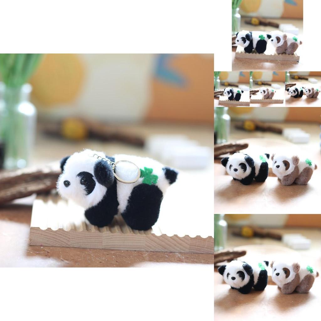 Cute Panda Plush Keychain Charming Black And Brown Panda Bag Pendant Accessory