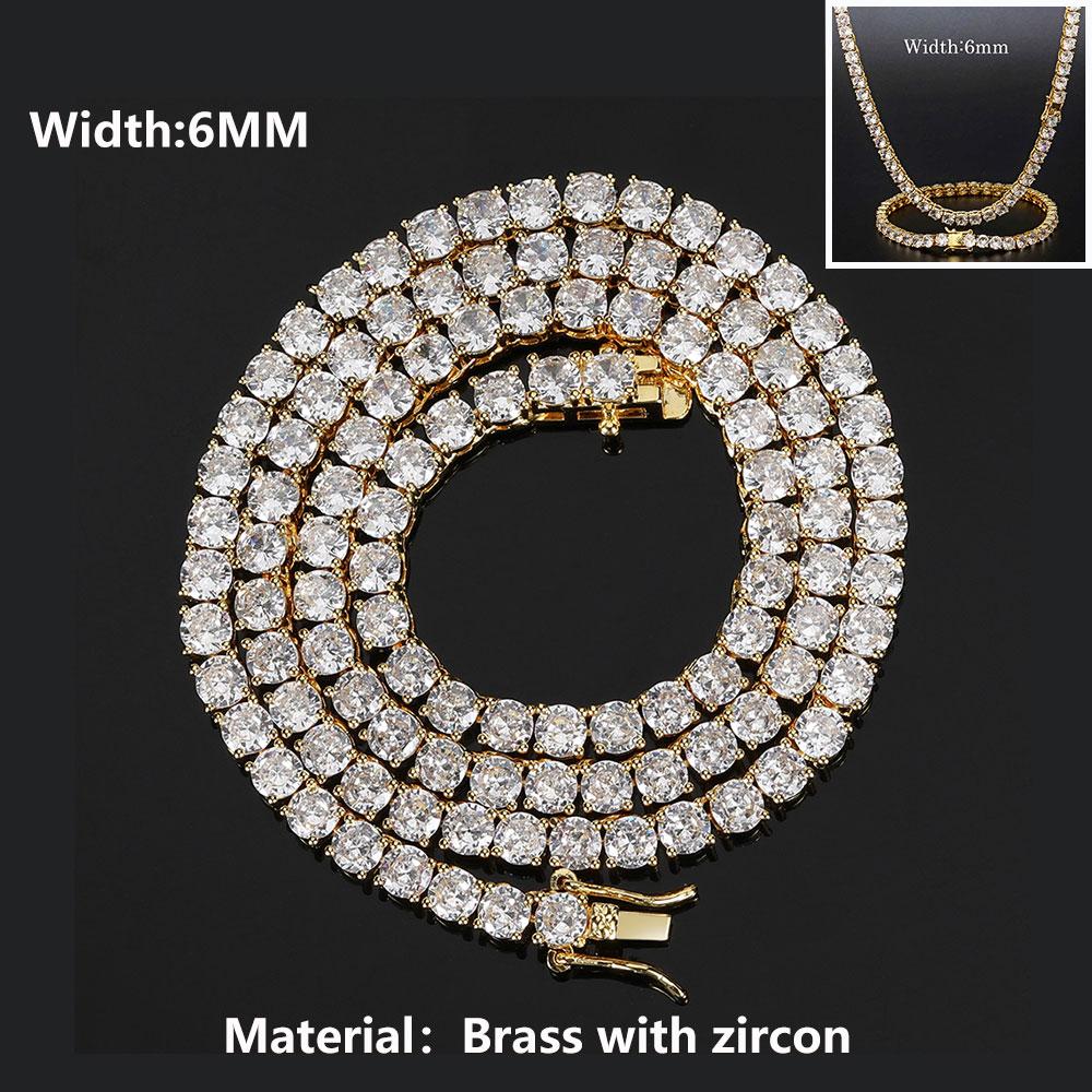 ICEBLING 3/4/5/6MM Round Cut CZ Stone Tennis Necklace Iced Out Single Row Cubic Zirconia Necklace for Men Women Hip Hop Jewelry