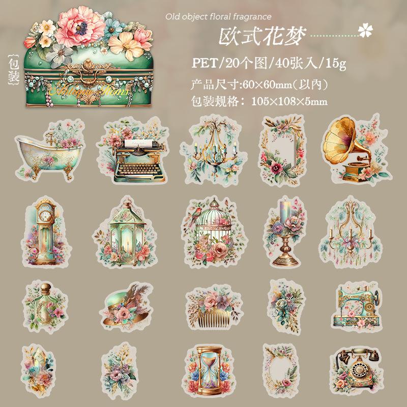 40 pcs Antique goods Stickers pack Vintage Decorative Stick Labels Scrapbooking accessories Junk Journal Supplies