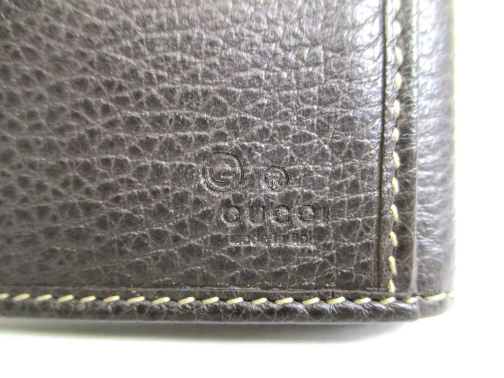 Authentic GUCCI Beige GG Coating Canvas Dark Brown Leather Flap Wallet #a997  Refurbished