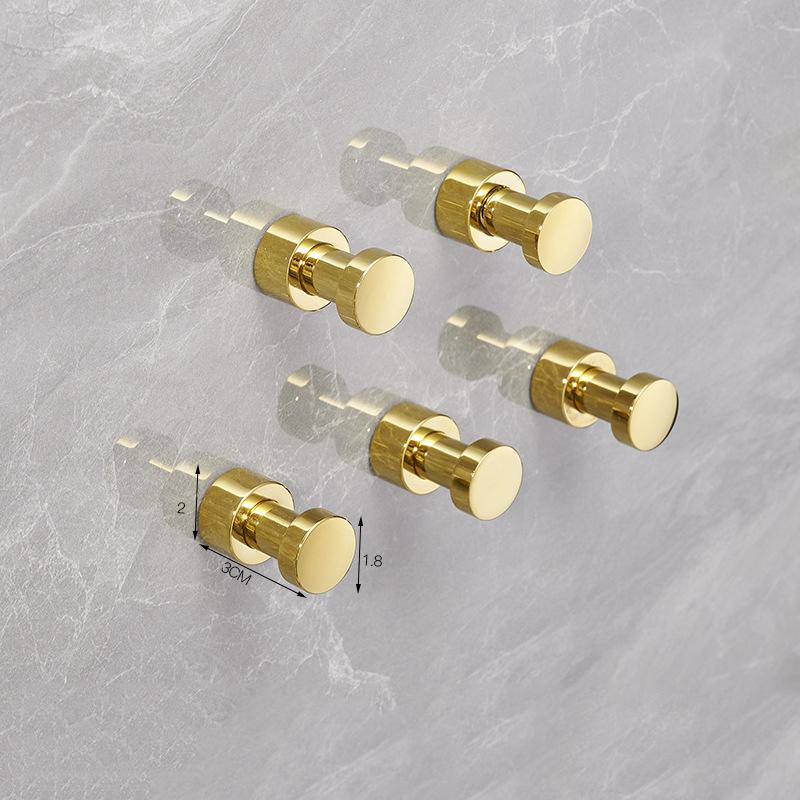 5pc/Set All Copper Hook Bathroom Door Back Coat Hook Single Hook Black/Brushed Gold Wall Coat Hat Towel Hook Bathroom Hardware