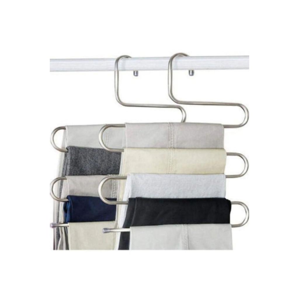5 Compartments Metal Clothes Hanger - Clothes Trousers Scarf Scarf Organizer