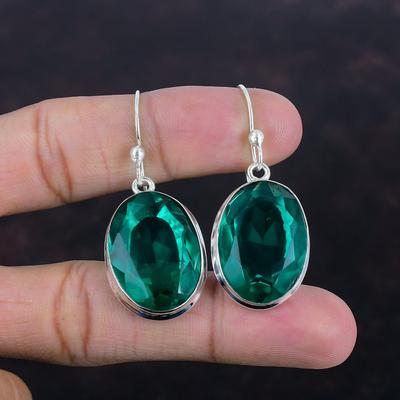 Facettierte Chromdiopsid Ohrringe Natur Edelstein Ohrringe 925 Sterling Silber Ohrringe Handgemacht Tropfen Ohrringe Geschenke für Mama Geburtsstein Schmuck