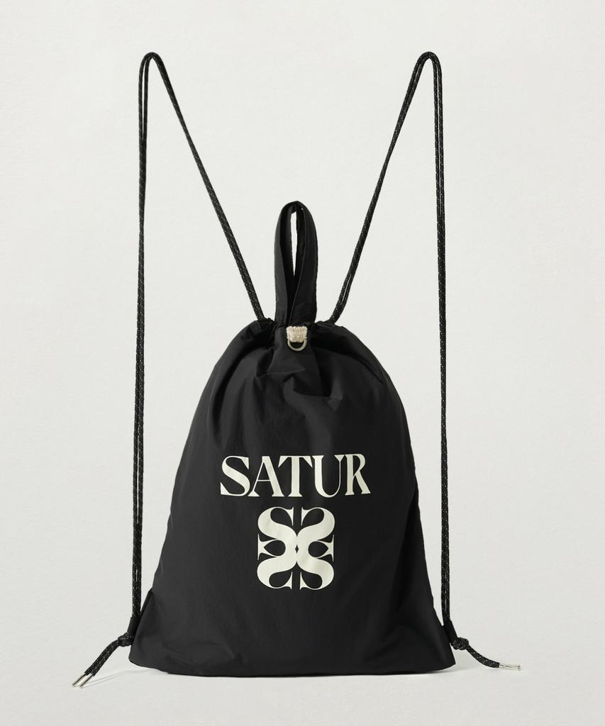 Satur Solid Drawstring Bag Black