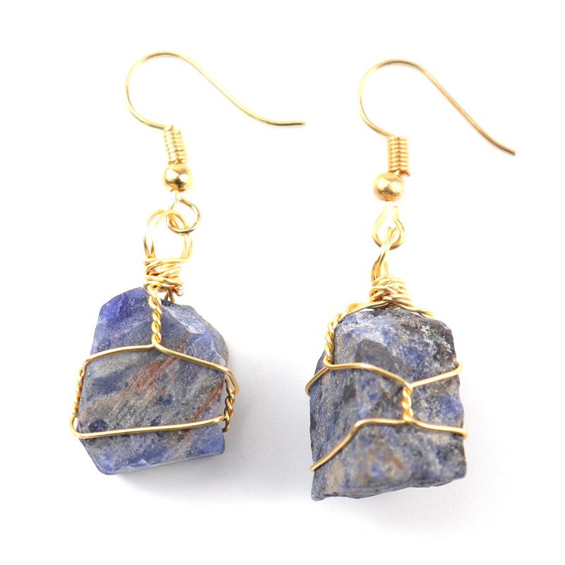 

Handmade Gold Winding Natural Stone Rough Stone Crystal Agate Earrings, Earrings, Women S Earrings, Earrings E24.
