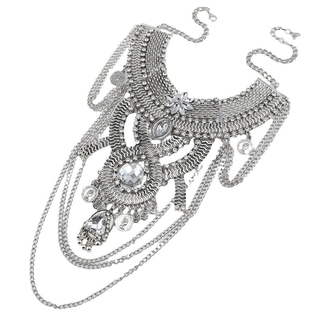 Retro Náhrdelník s přívěskem mince a střapcem Gypsy Afghánský Etnický Řetízek Dámské Šperky Doplňky