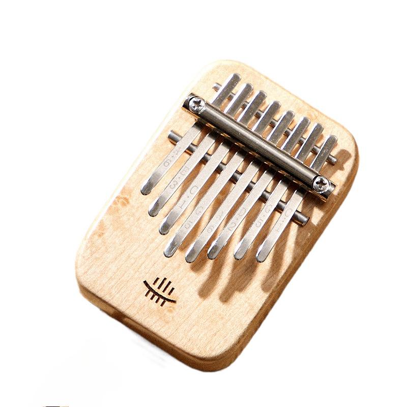 Mini Kalimba 8 Keys Thumb Piano Full Veneer Solid Wood Maple Wood Kalimba Finger Piano Beginners Keyboard Instrument