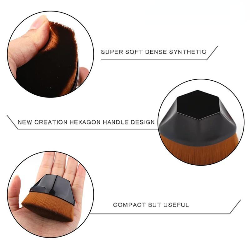 Pincel de maquiagem para base, topo plano, hexagonal, blush, pó líquido, 1 peça