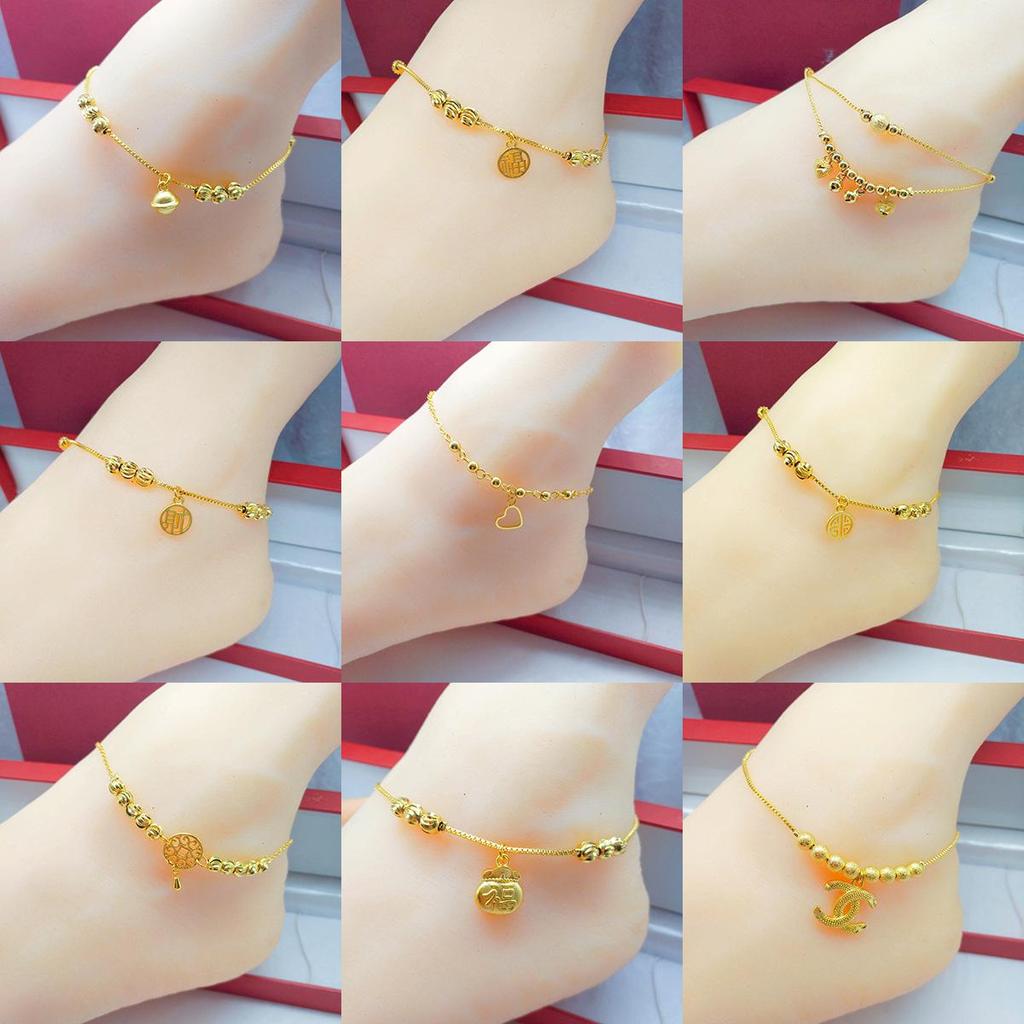 Vietnamese Gold-Plated Bead Anklet - Women's Korean Fashion Jewelry