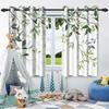 Green Plants Leaves Window Curtain Bedroom Living Room Blackout Curtain Morden Home Decoration Heat Insulation Noise Reduction