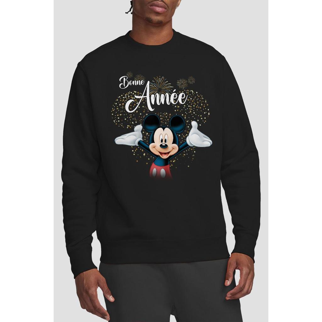 Disney Unisex Adult French Mickey Mouse Fireworks New Year Sweatshirt
