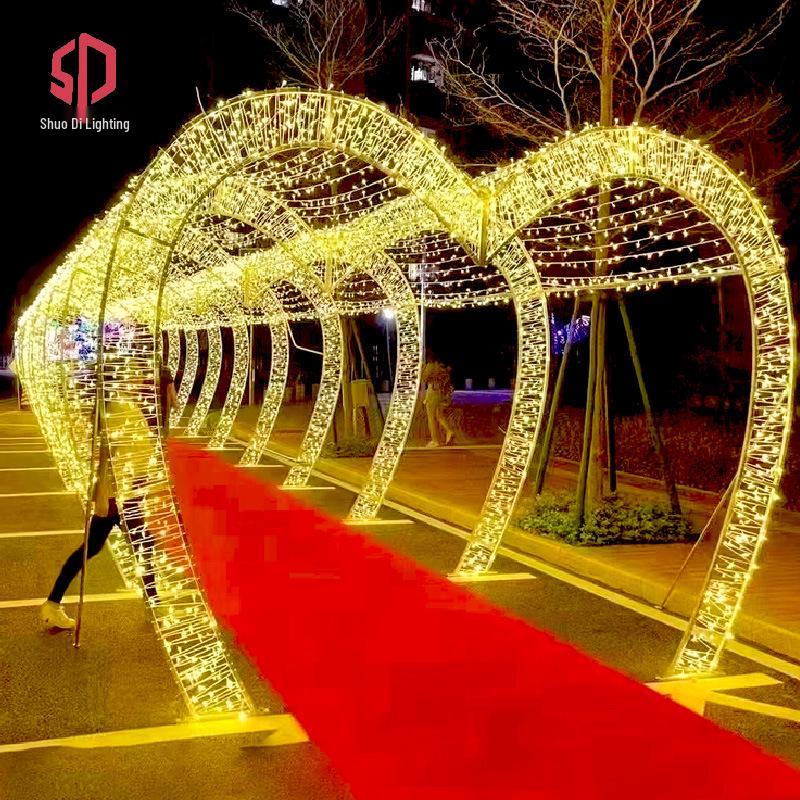 LED Heart Arch Tunnel Corridor Lighting for Cultural Tourism and Decorations