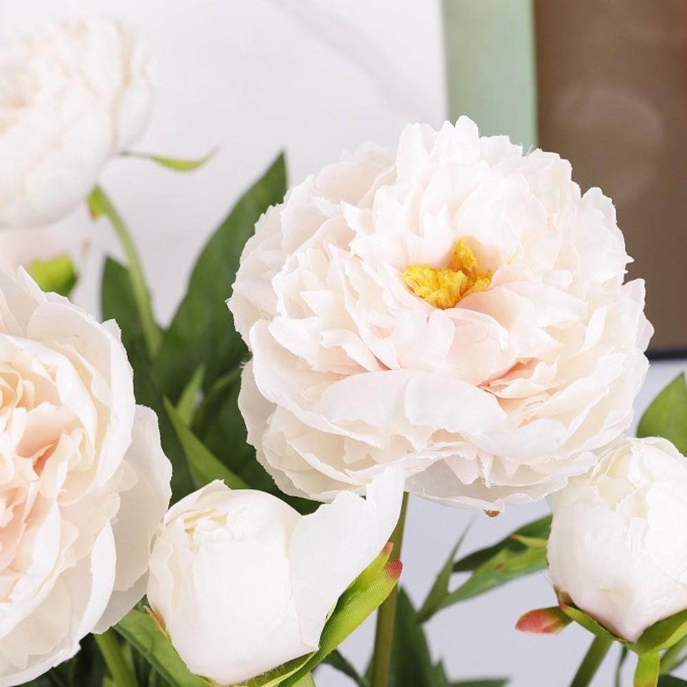 Real Touch Artificial Peony Flower 3 Heads Cotton Rose Fake Flower  Wedding Party