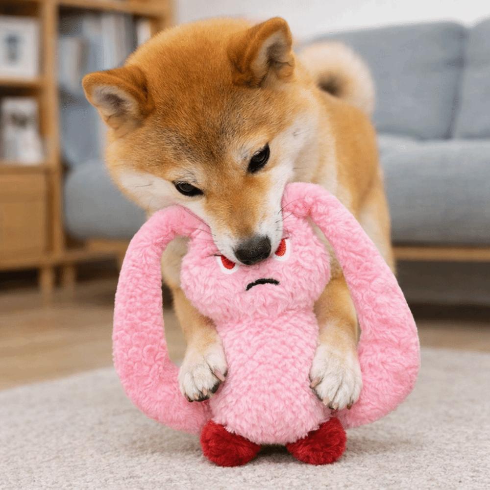 Long Eared Rabbits Pet Plush Toys Stuffed Animal Bite-Resistant Squeaky Dog Toys Tooth Cleaning Soft Gnawing Puppy Toys