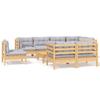 Vidaxl 9-Cz. Garden Lounge Set, Grey Cushions, Pine