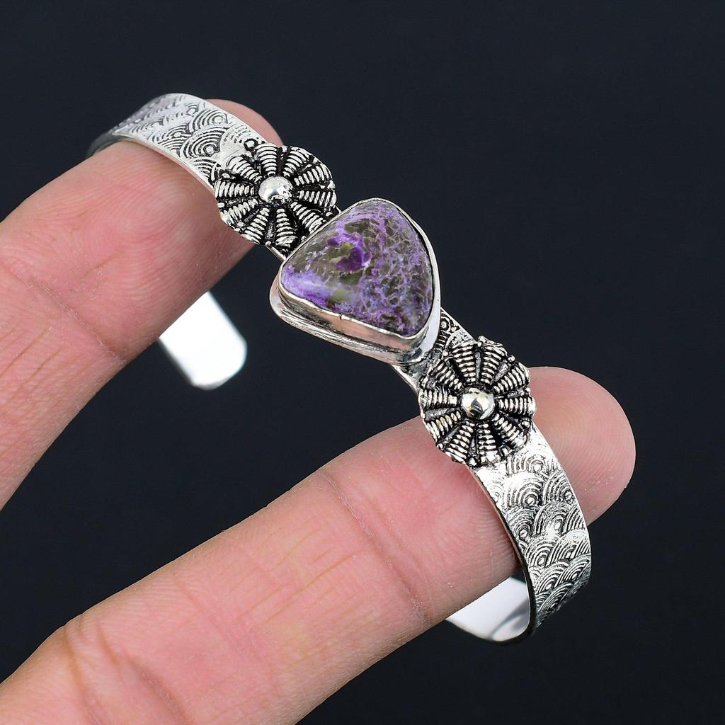 Mothers Day Deal 925 Sterling Silver Purpurite Stone Sister Engagement Bangle