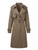 European and American classic lapel trench coat double-breasted + epaulettes decorative belt, crisp and elegant British style