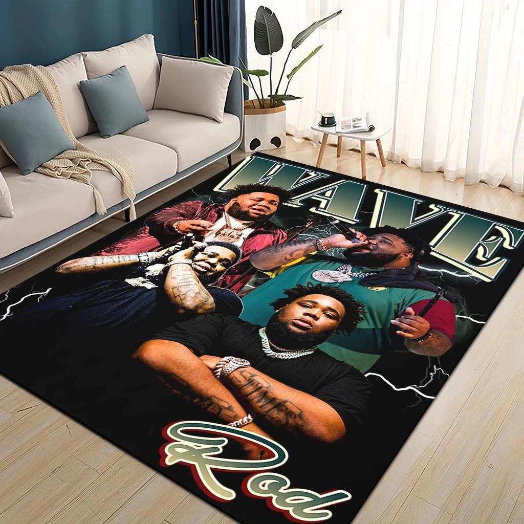HOT Rod Wave 3D Print Rapper Star Rug Carpet for Living Room Bedroom Home Decor,kids Play Non-slip for Sofa Doormat